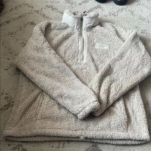 New Balance Beige Sherpa Quarter-Zip Pullover